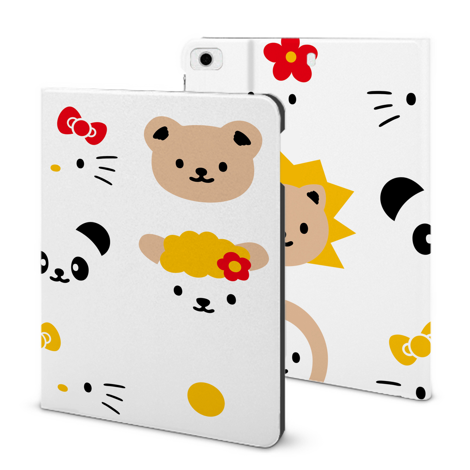 （画像用） Hello Kitty ハローキティ IPad ケース ブック型 PUレザー TPU 耐衝撃 軽量 薄型 ペン収納なし 全面保護 IPad 各モデル対応